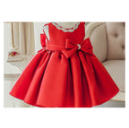 Vestido Infantil Vermelho Lacinho e Pedras