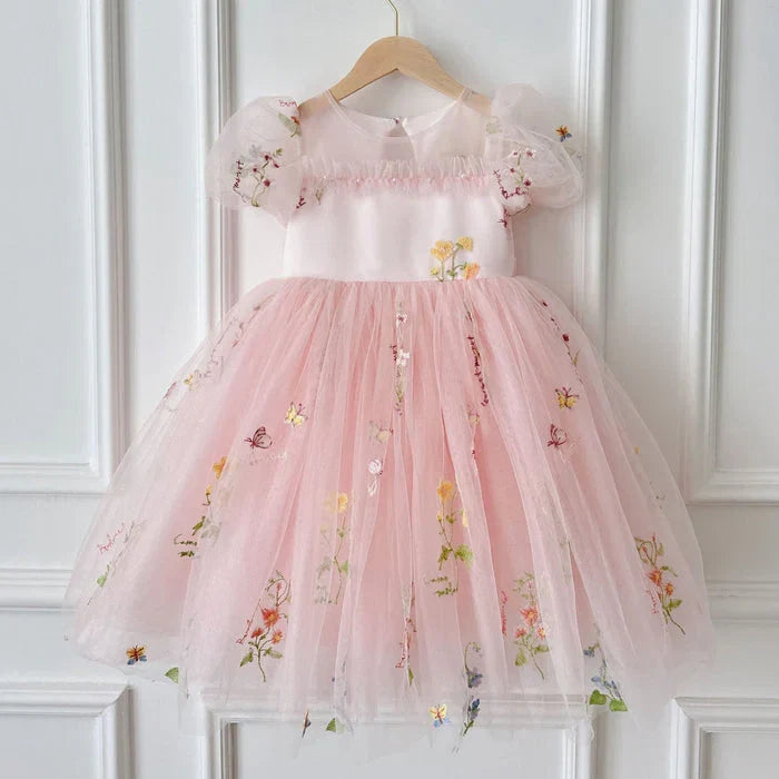 Vestido Infantil de Tule Floral