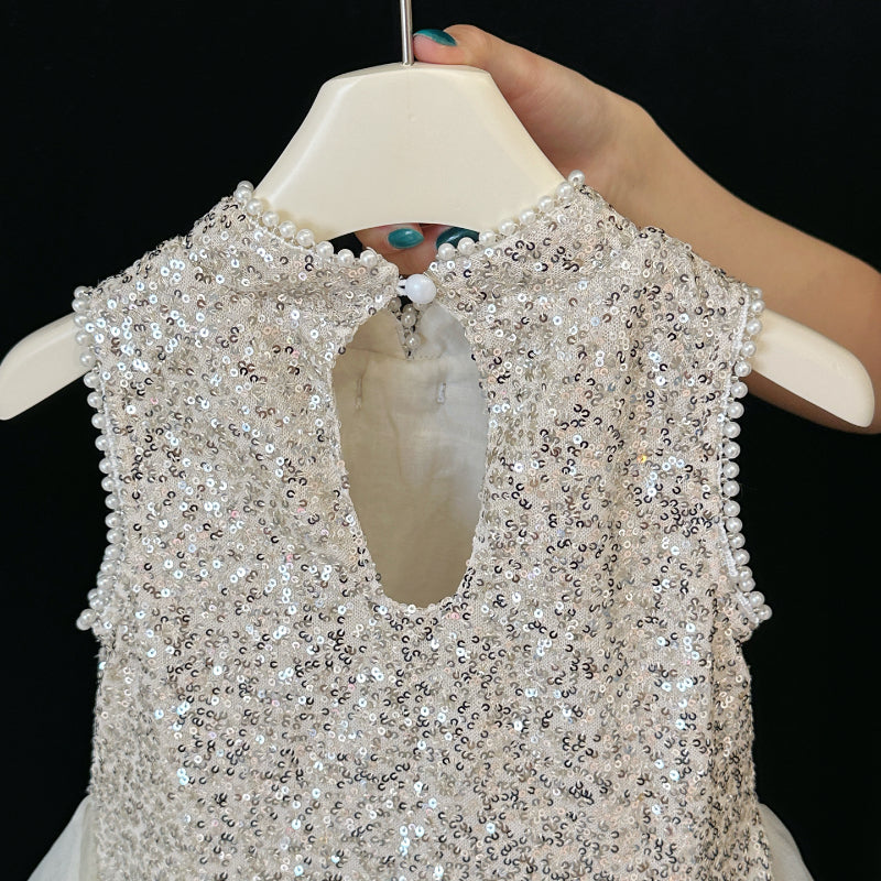 Vestido Infantil de Festa Brilhantes Tule