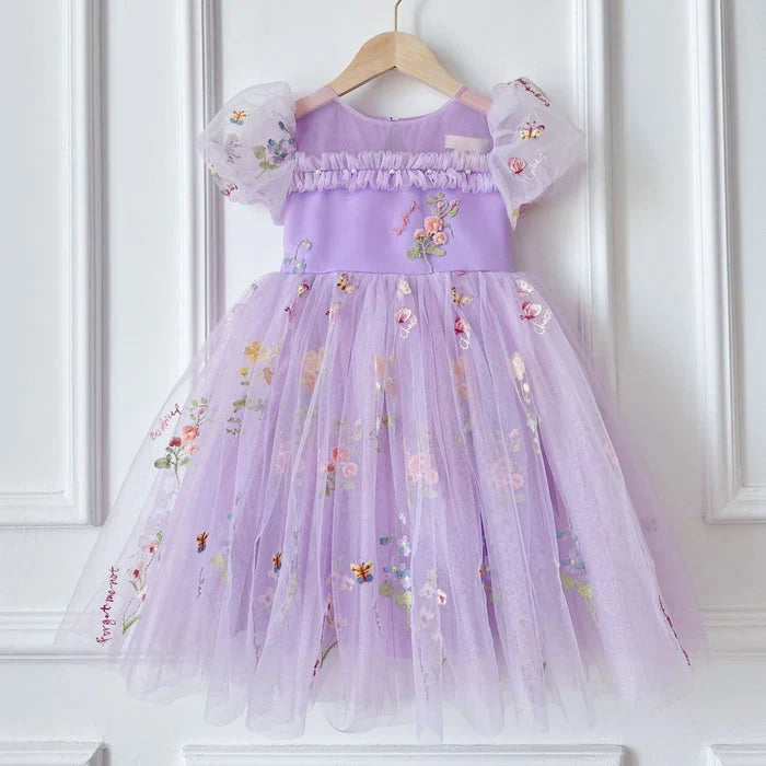 Vestido Infantil de Tule Floral