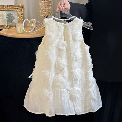 Vestido Infantil Bege Flores