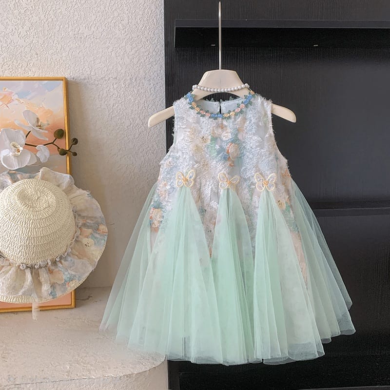 Vestido de Festa Infantil Florzinhas e Borboletas