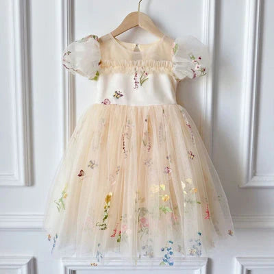 Vestido Infantil de Tule Floral