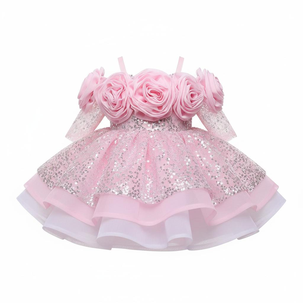 Vestido Infantil Flores Brilhantes