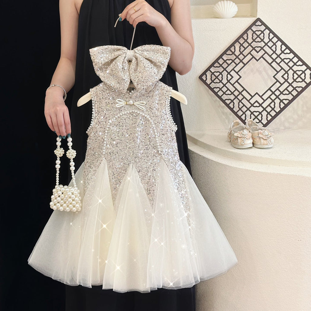 Vestido Infantil de Festa Brilhantes Tule