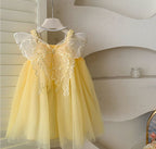 Vestido Infantil De Tule Asa e Lacinhos