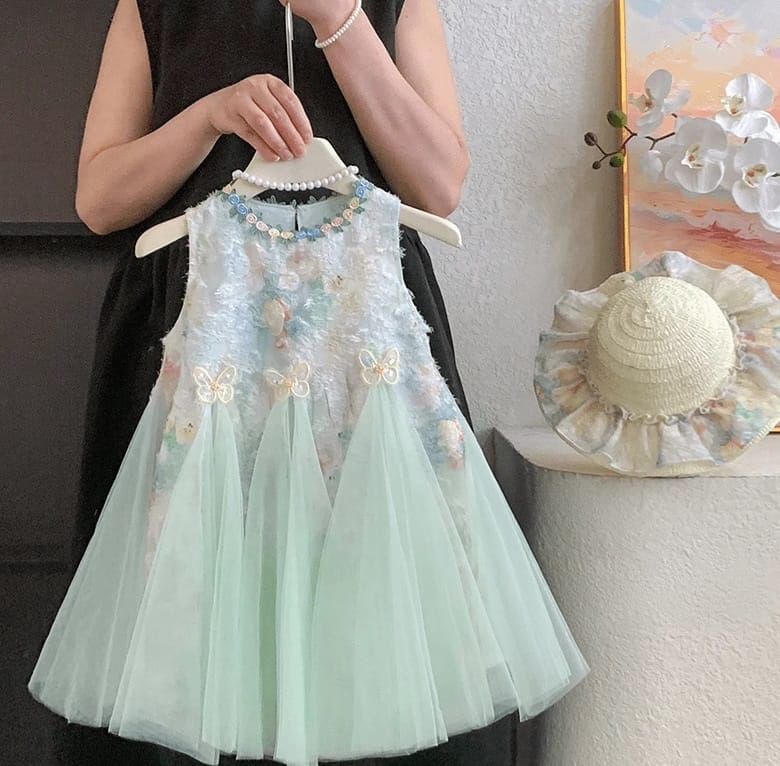 Vestido de Festa Infantil Florzinhas e Borboletas