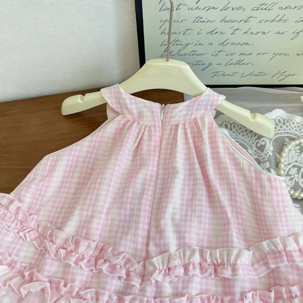 Vestido Infantil Rosa Gatinha com Chapéu