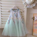 Vestido de Festa Infantil Florzinhas e Borboletas