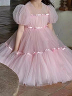 Vestido De Festa Infantil de Tule Rosa Princesa