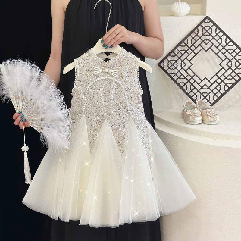 Vestido Infantil de Festa Brilhantes Tule