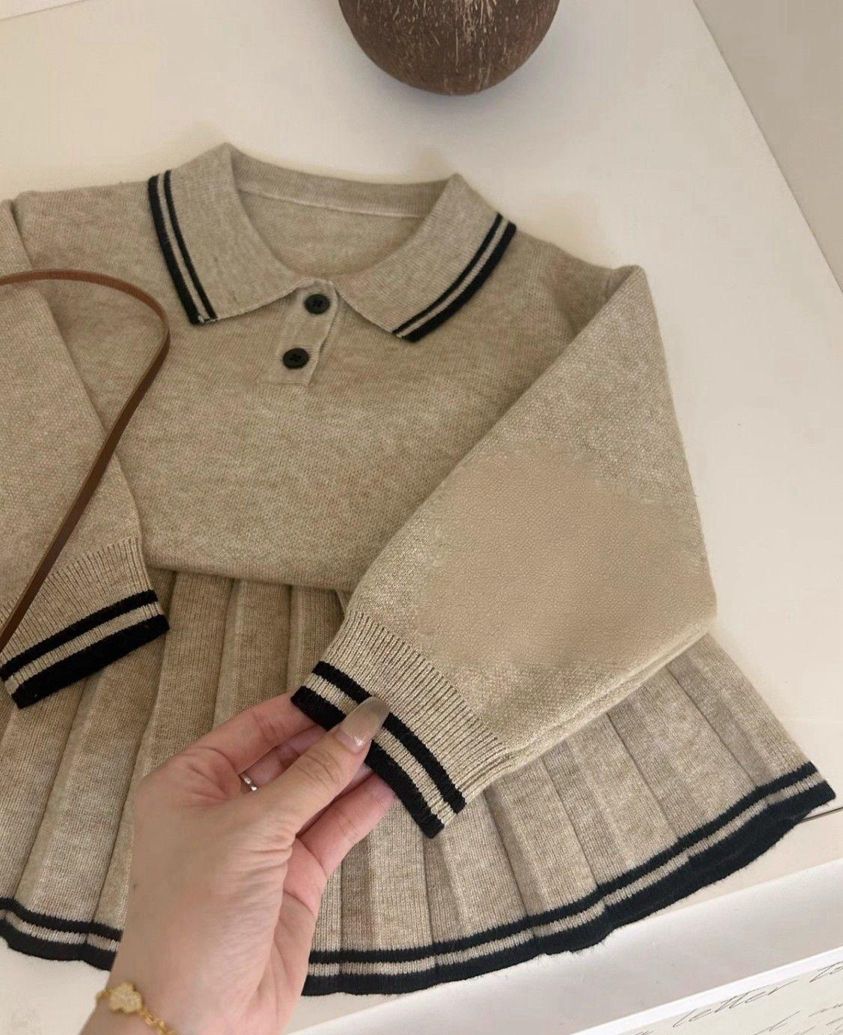 Conjunto Infantil de Tricô Polo Plíssadinha