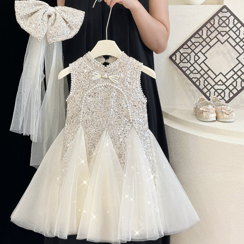 Vestido Infantil de Festa Brilhantes Tule
