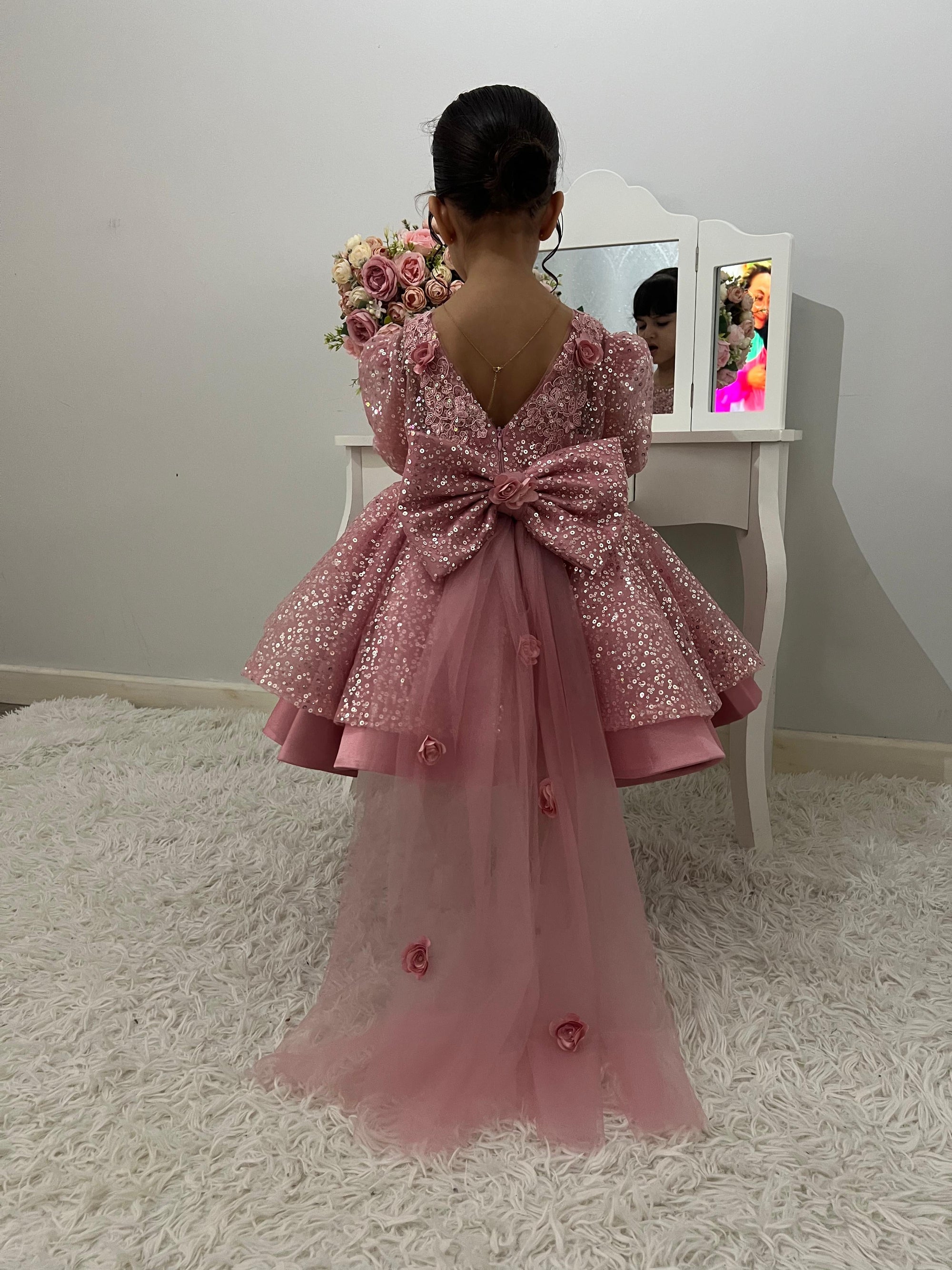 Vestido De Festa Infantil Brilhante Lacinho