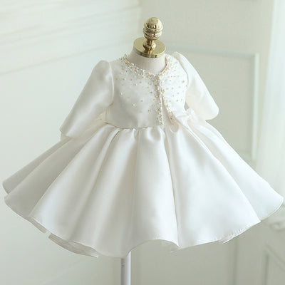 Vestido Infantil Branco com Pérolas