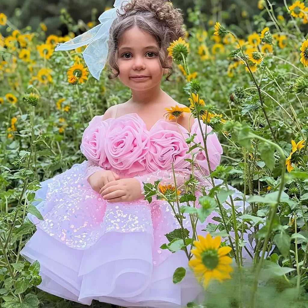 Vestido Infantil Flores Brilhantes