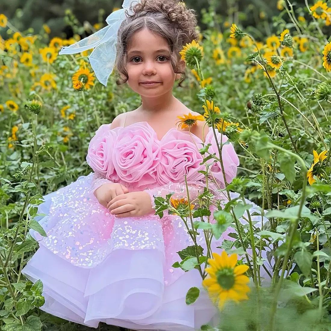 Vestido Infantil Flores Brilhantes