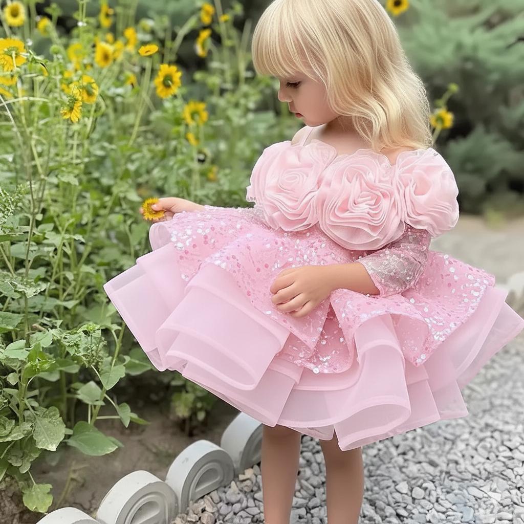 Vestido Infantil Flores Brilhantes