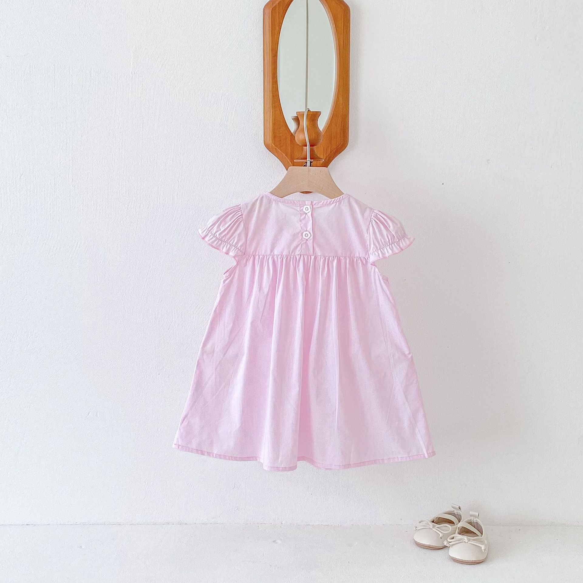 Vestido Infantil Florzinhas e Manga Babadinhos