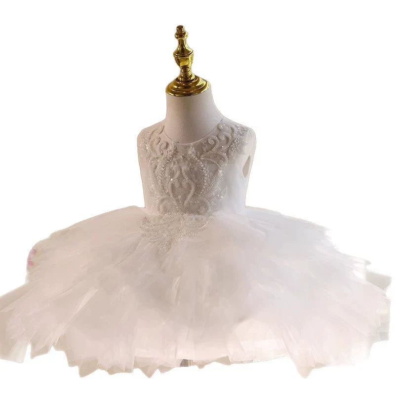 Vestido Infantil de Festa Branco Brilhante