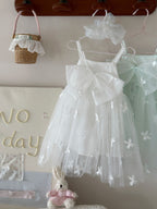 Vestido Infantil de Tule Flores Lacinho