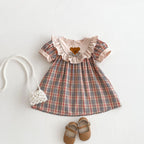 Vestido Infantil Xadrez Ursinho