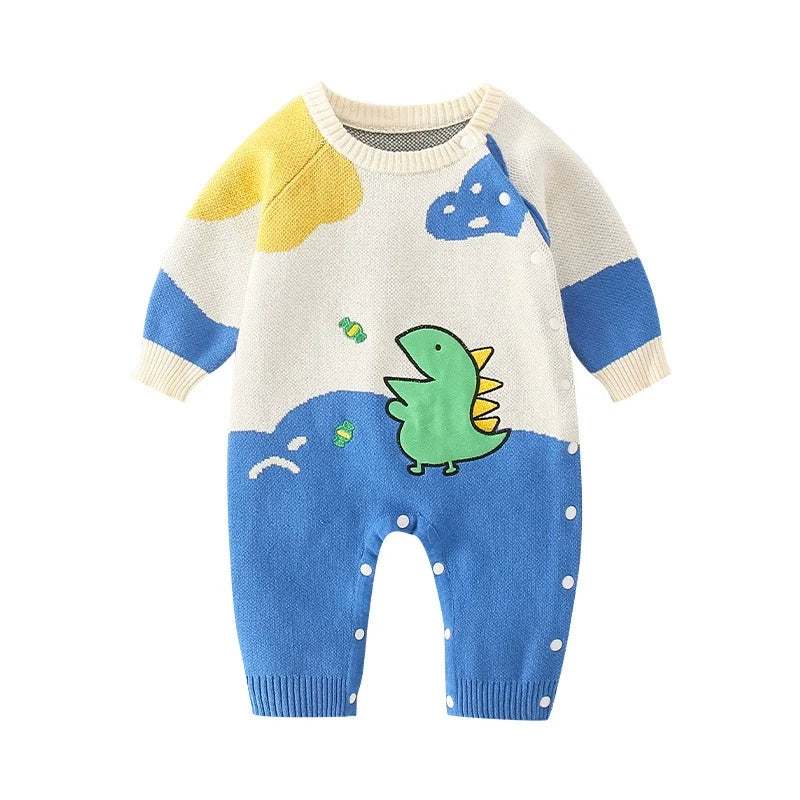 Macacão Infantil de Tricô Dinossauro