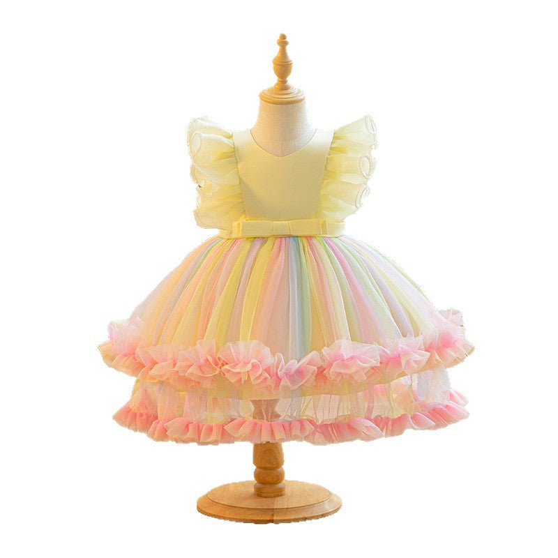 Vestido De Festa infantil Camadas Coloridas