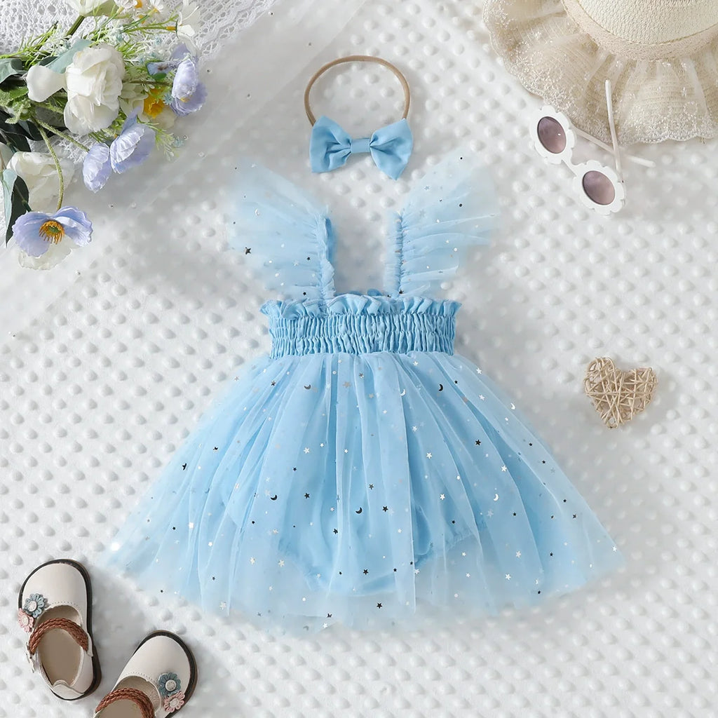 Vestido Infantil Tule  Estrelinhas