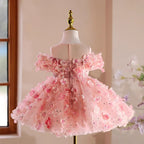 Vestido Infantil de Festa Rosa Florzinhas