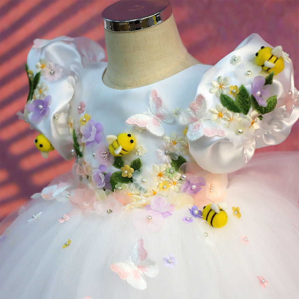Vestido Infantil Branco Abelinhas
