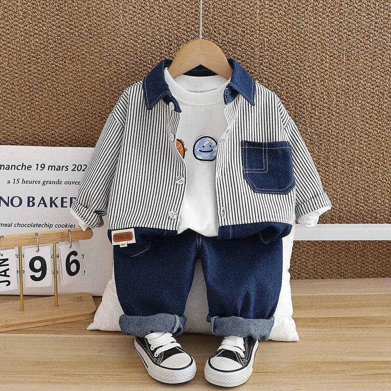 Conjunto Infantil Masculino 3 Peças Lístras Emoji