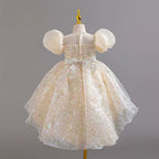 Vestido Infantil Folhas Manga Bufante