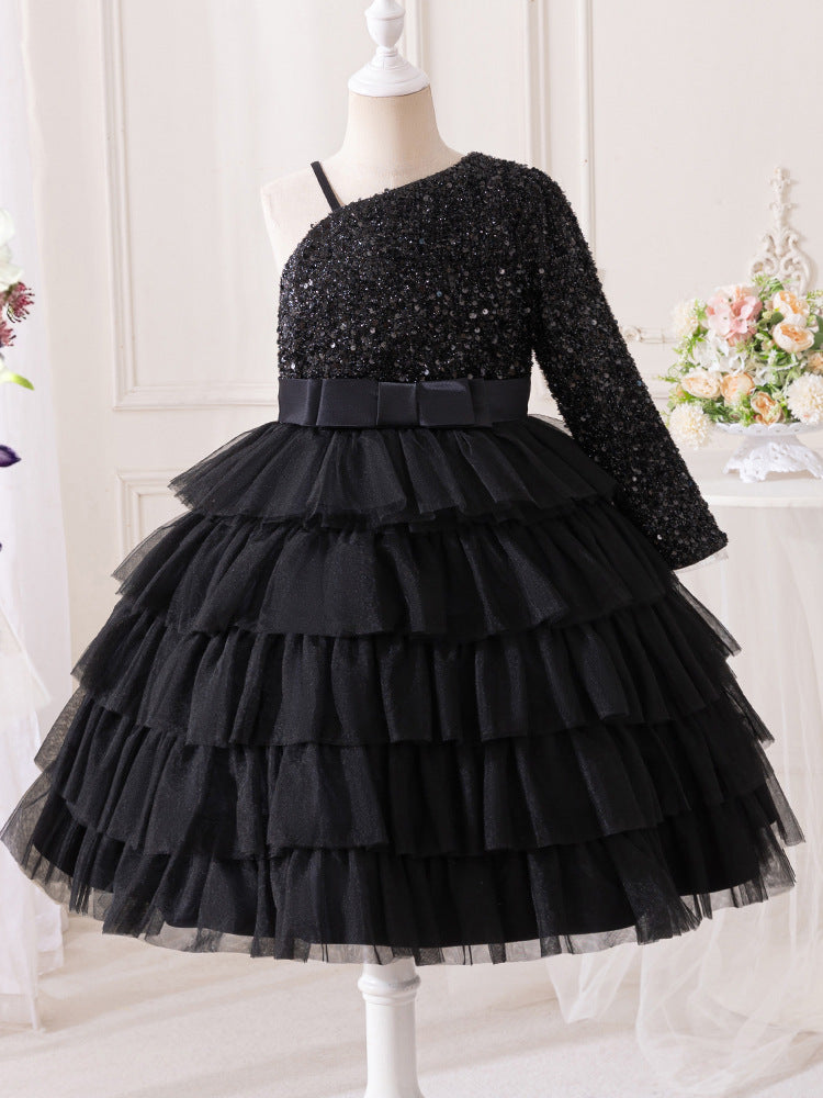 Vestido Infantil Preto Paetê