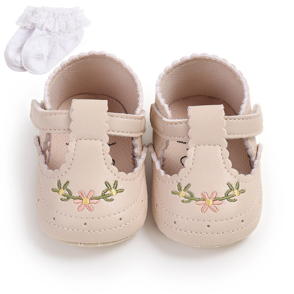 Sapato Infantil Feminino Bordado Florzinhas