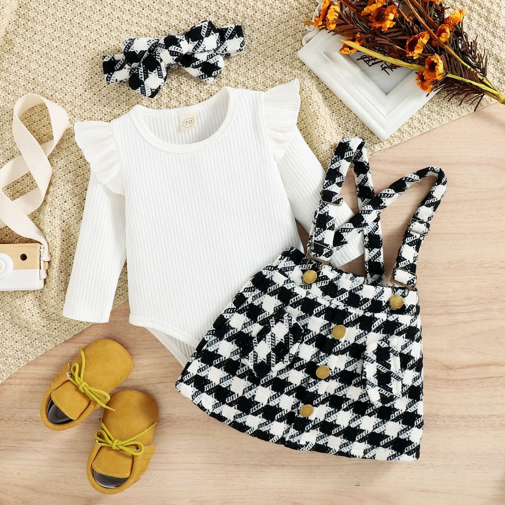 Conjunto Infantil Jardineira Xadrez
