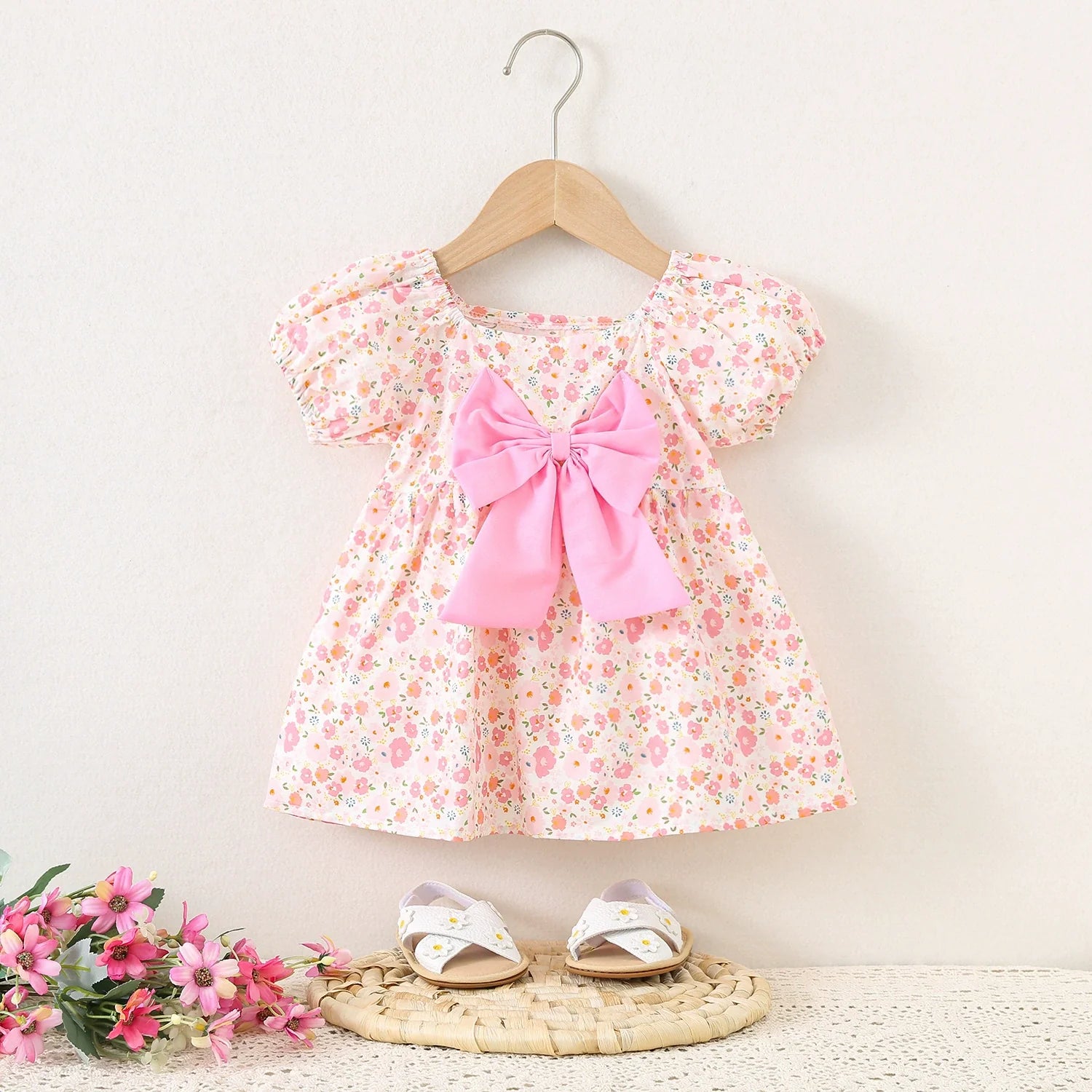 Vestido Infantil Florzinhas e Laço