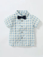 Conjunto Infantil Xadrez e Jardineira