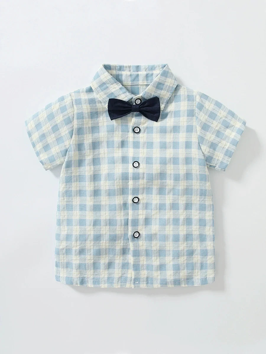 Conjunto Infantil Xadrez e Jardineira