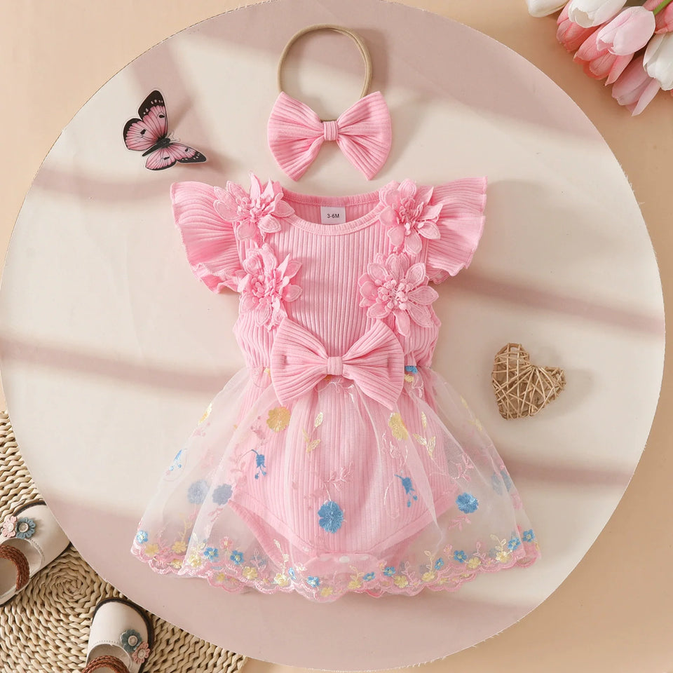 Body Infantil Feminino Floral Lacinho