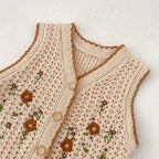 Colete Infantil de Tricô Florzinhas