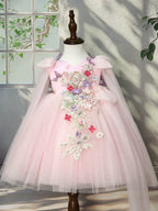 Vestido de Festa Rosa Floral com Asinha