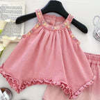 Conjunto Infantil Feminino Jeans Florzinhas