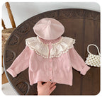 Casaco Infantil Tricô Gola Rendinha