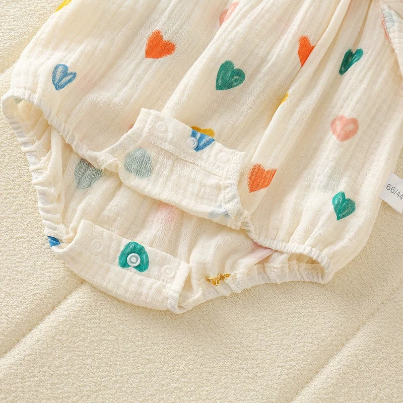 Body Infantil Verão Coraçõeszinhos + Chapéu