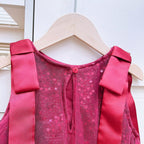 Vestido Infantil De Tule Brilhante Lacinho