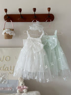 Vestido Infantil de Tule Flores Lacinho