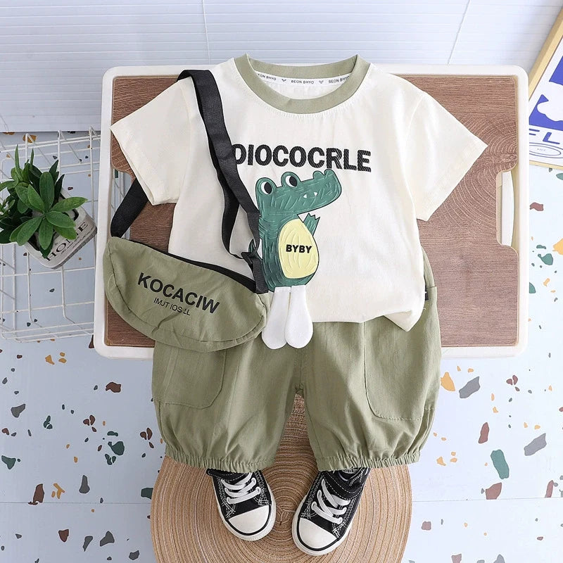 Conjunto Infantil Masculino Dino Bolsinha