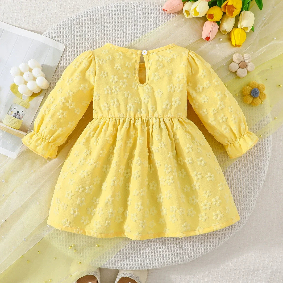Vestido Infantil Amarelo Florzinhas
