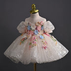 Vestido Infantil Brilhante Flores
